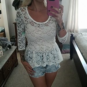 White lace baby doll top